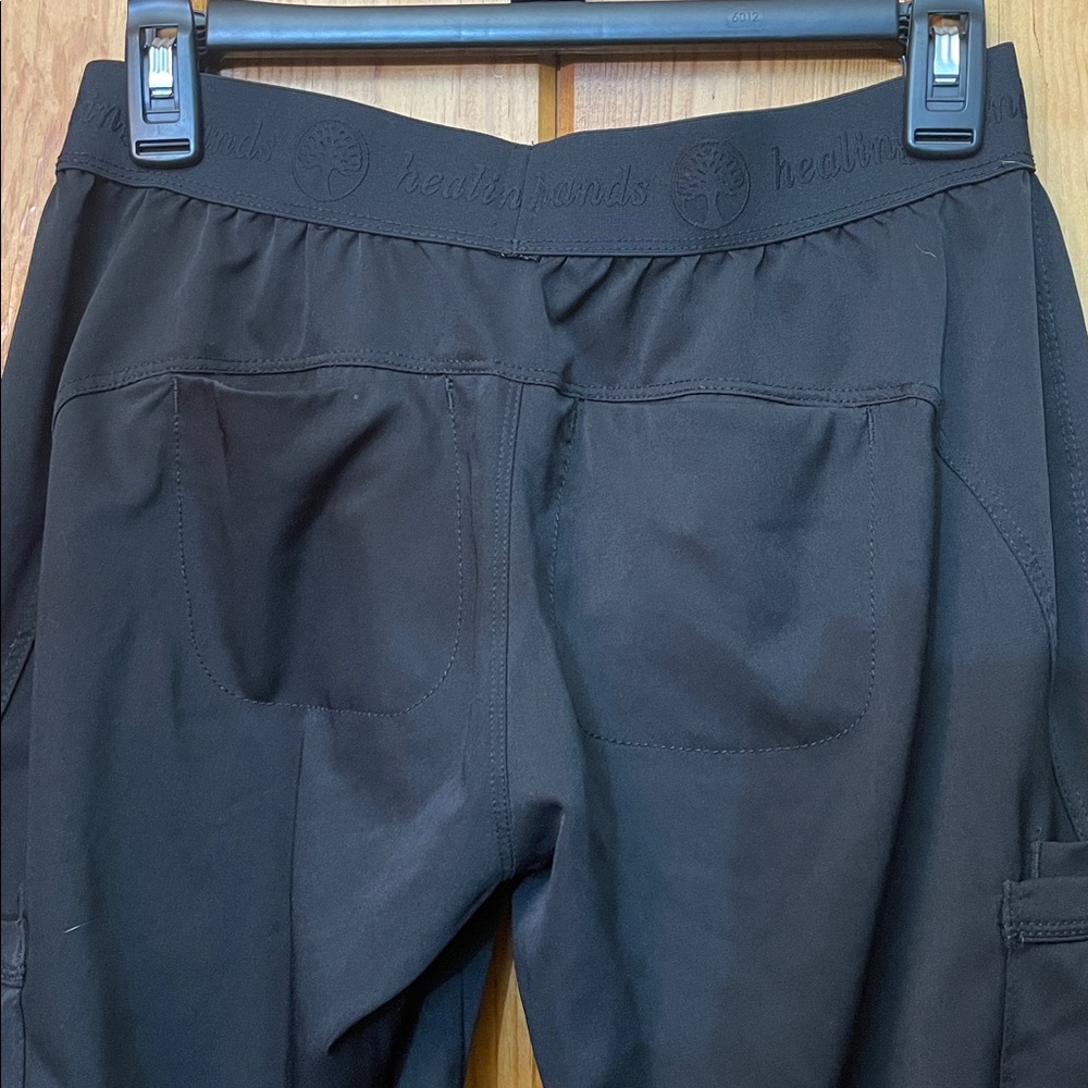 Black Women's Cargo Pants HH works healing hands scrub nurse pants size small - Picture 8 of 9